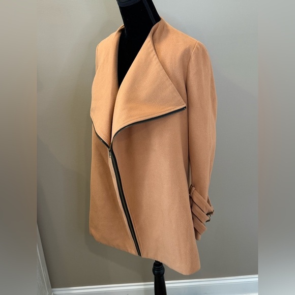 Women’s TWELVE By ONTWELFTH Camel collarless zip front jacket- Size Medium - Picture 7 of 10